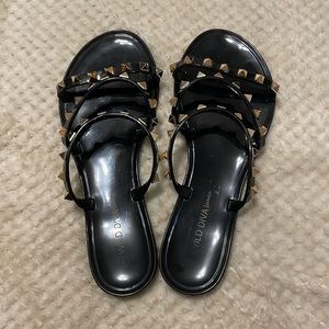 Black Studded Sandals Size 6